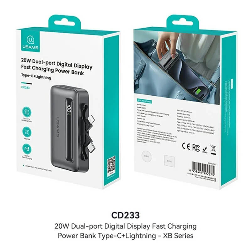 Mobie 20W 5000mAh Fast Charge Power Bank with Built in Cable