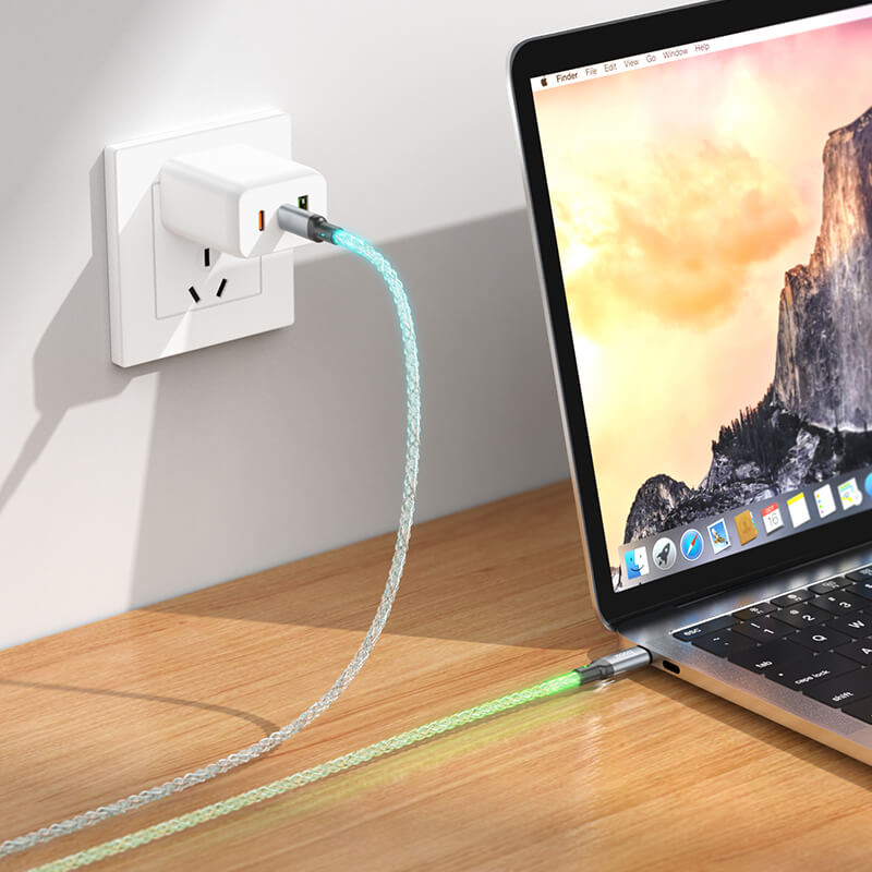 hoco. Colorful LED Type C to Type C 60W Charging Cable U112