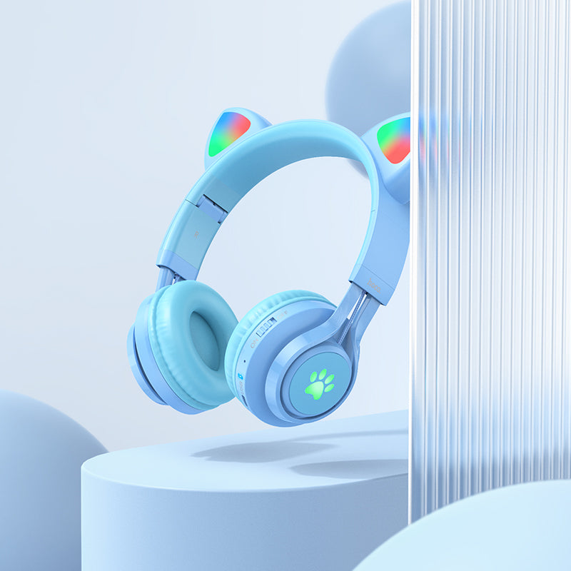 hoco. Cat Ear Bluetooth Headphones for Girls and Kids Ages 3+ W39