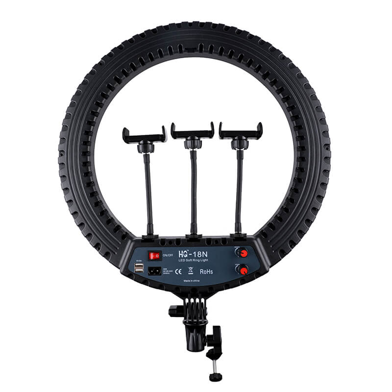 HQ 18 inch(46cm) LED Soft Ring Light with 1.9M Tripod Stand & 3 Phone Holders