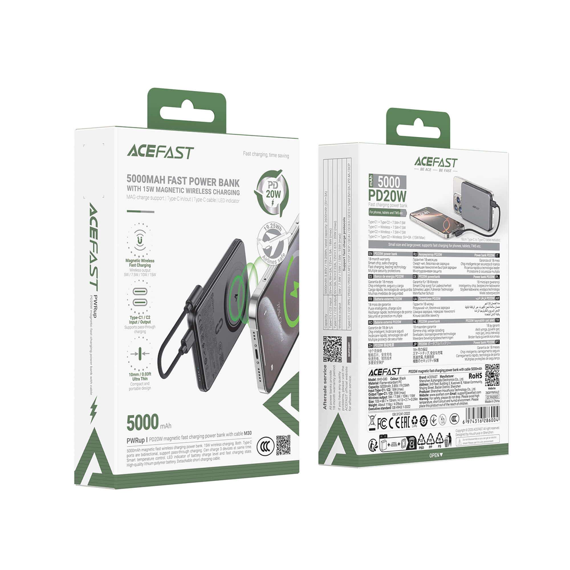 Acefast PD 20W 5000mAh Magnetic Charging Portable Power Bank M30-5000
