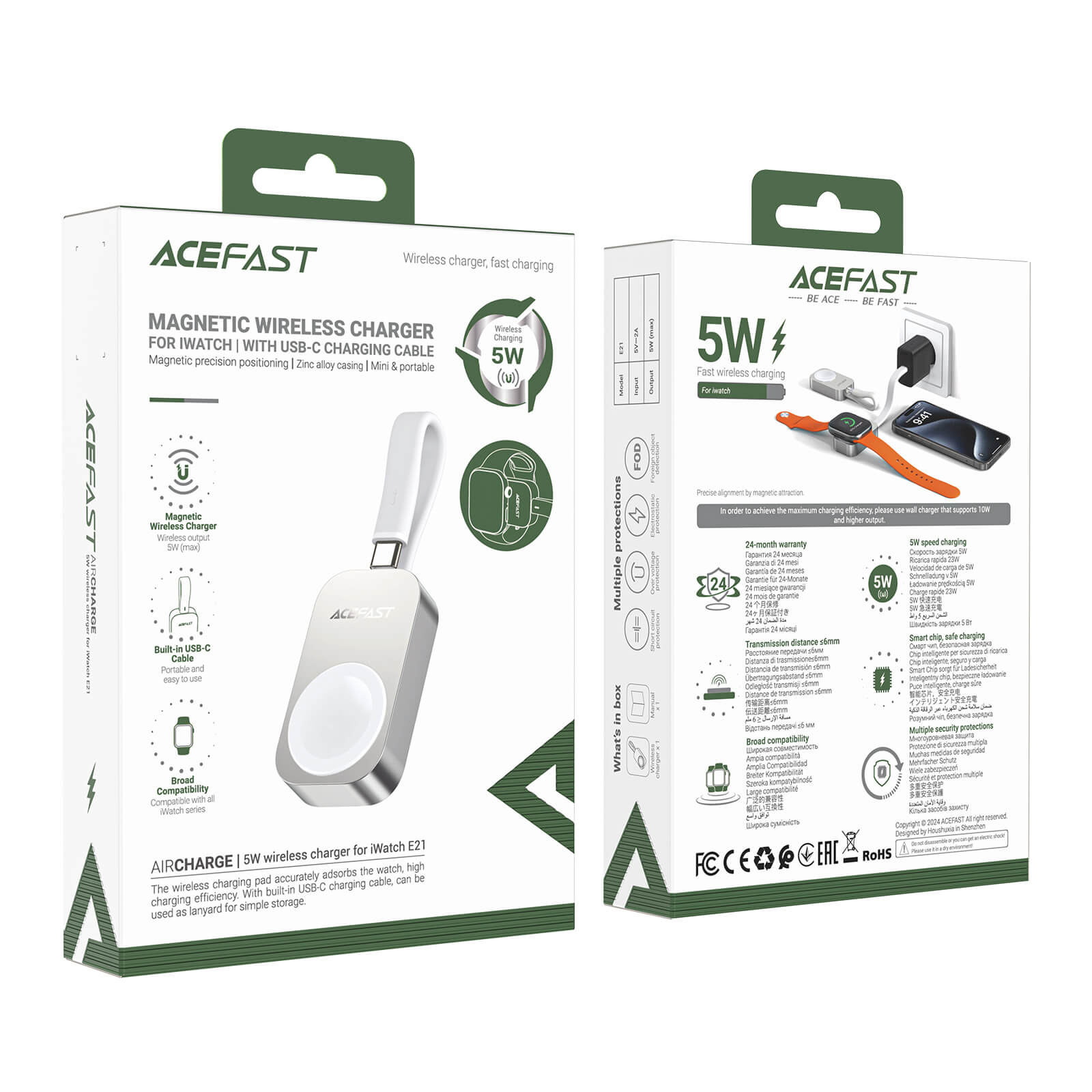 Acefast iWatch Mini Magnetic Wireless Charger With Type-C Cable E21