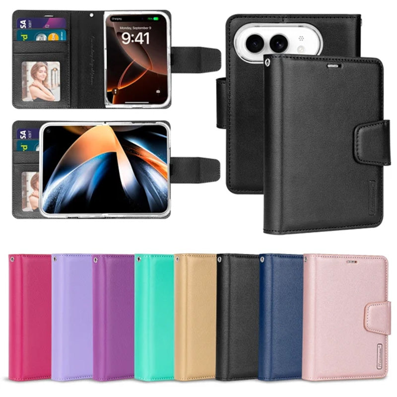 Hanman Mill Series Leather Wallet Flip Case Compatible with iPhone Duo