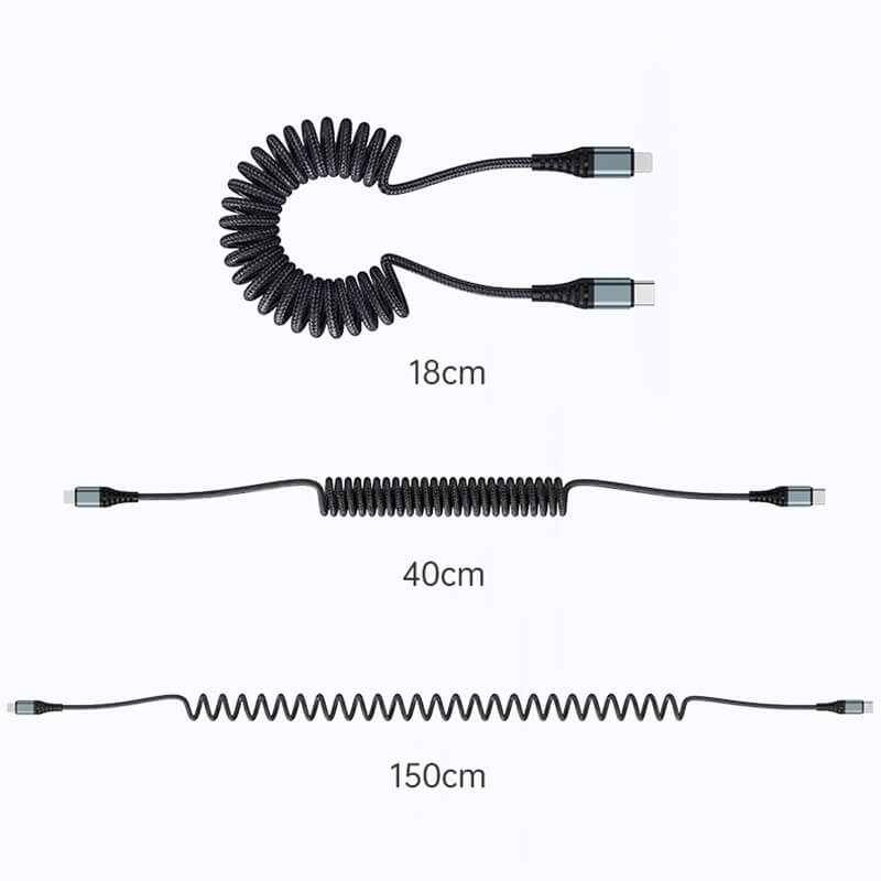 Rock Type-C to Lightning Spring Design Braided Charging Cable 150cm PD 20W
