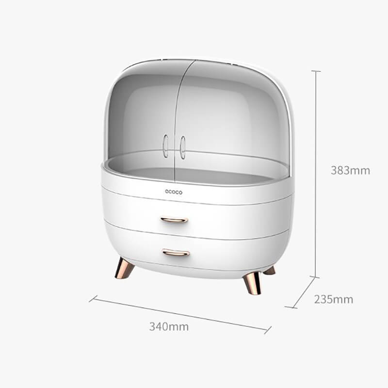Mobie Large Capacity Makeup Organizer with Double Drawers Transparent Doors E2014