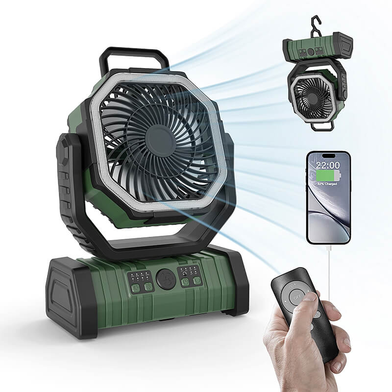 Mobie 3-in-1 Multi-Function Camping Fan with LED Lighting & 10000mAh Power Bank