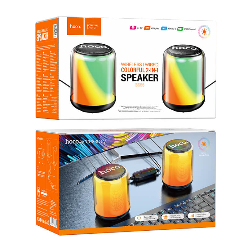 hoco. Colorful Bluetooth Wired 2-in-1 Computer Speaker BS56