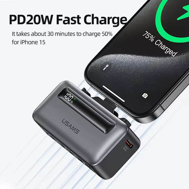 Mobie 20W 5000mAh Fast Charge Power Bank with Built in Cable