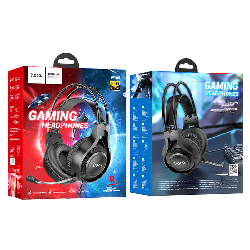 hoco Tiger 50mm Immersive Gaming Headset with Mic for PC Mobile W106