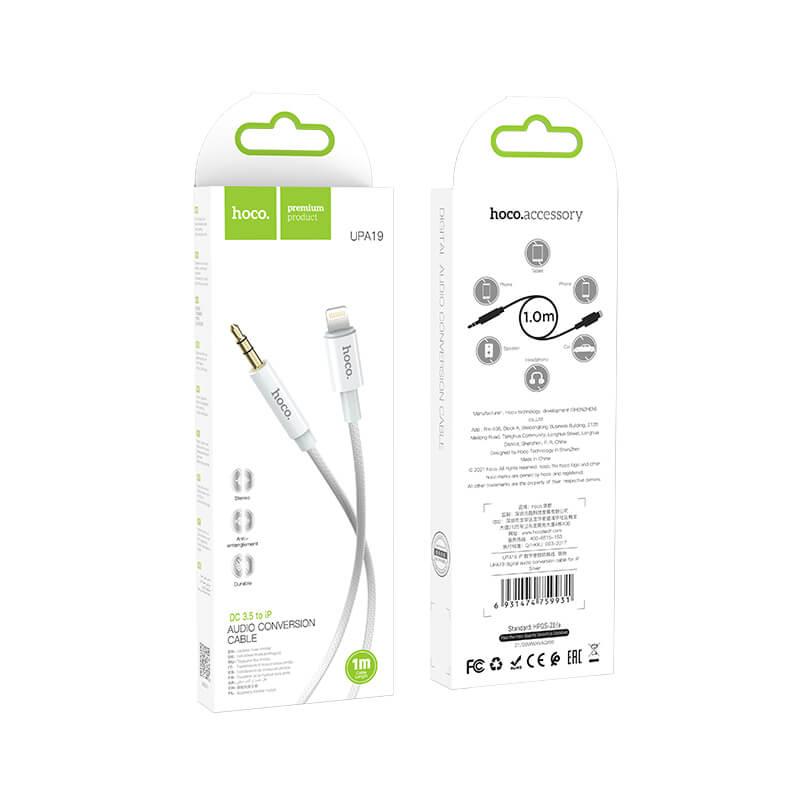 hoco. Digital Lightning to Audio Conversion Nylon Weaving Cable UPA19