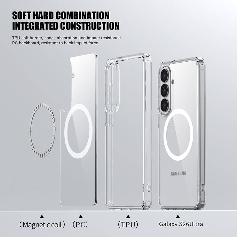 Samsung Galaxy S26 2026 Aurora Series Crystal Magsafe Phone Case Clear