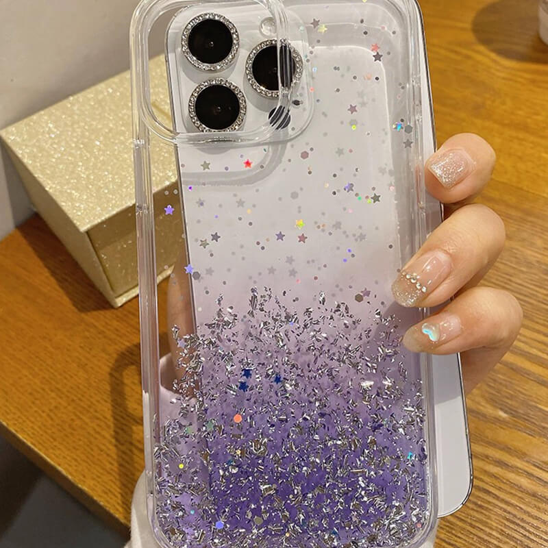 iPhone 14 DFANS Diamond Series Gradient Silver Foil Shockproof Case