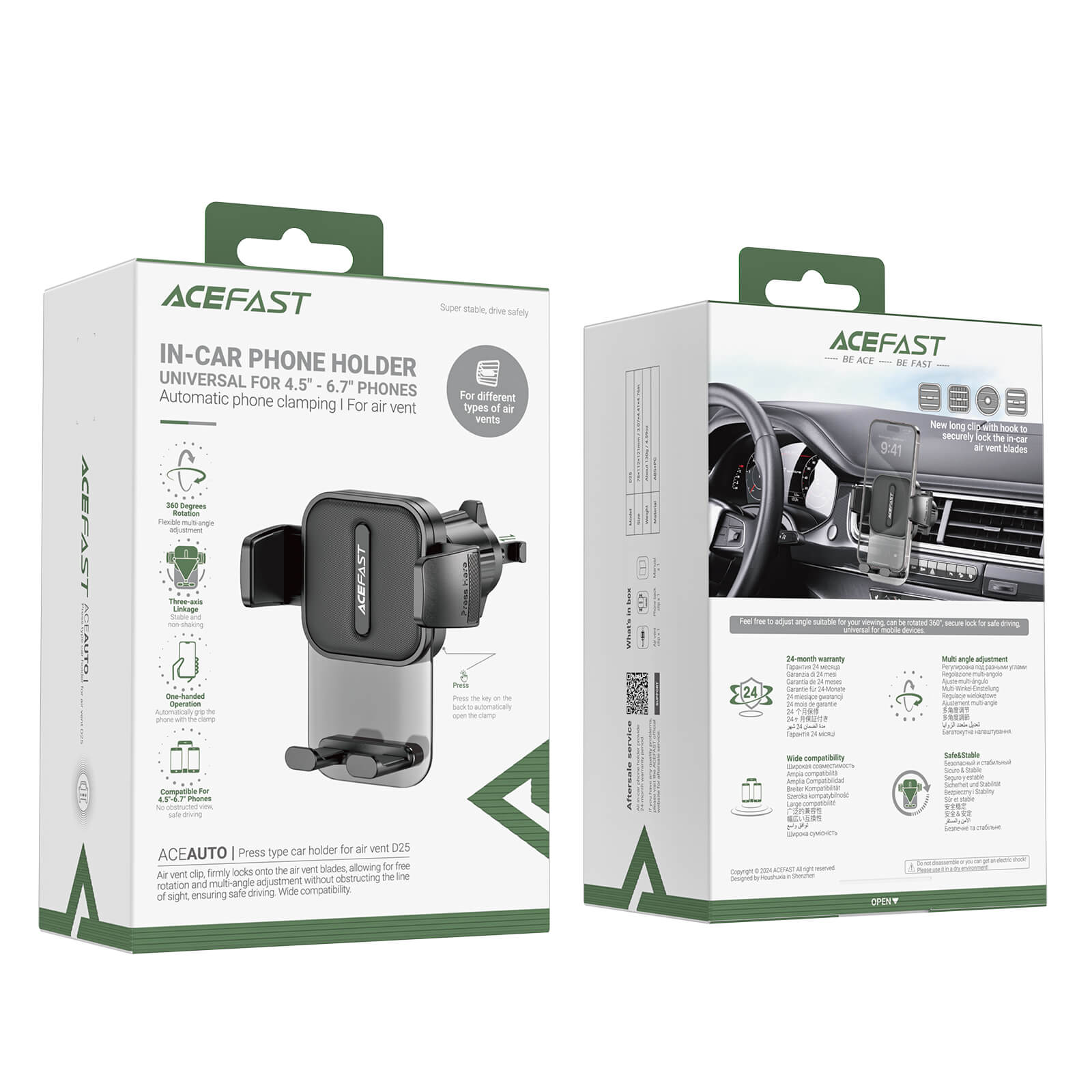 Acefast Press Type Car Phone Mount Holder D25