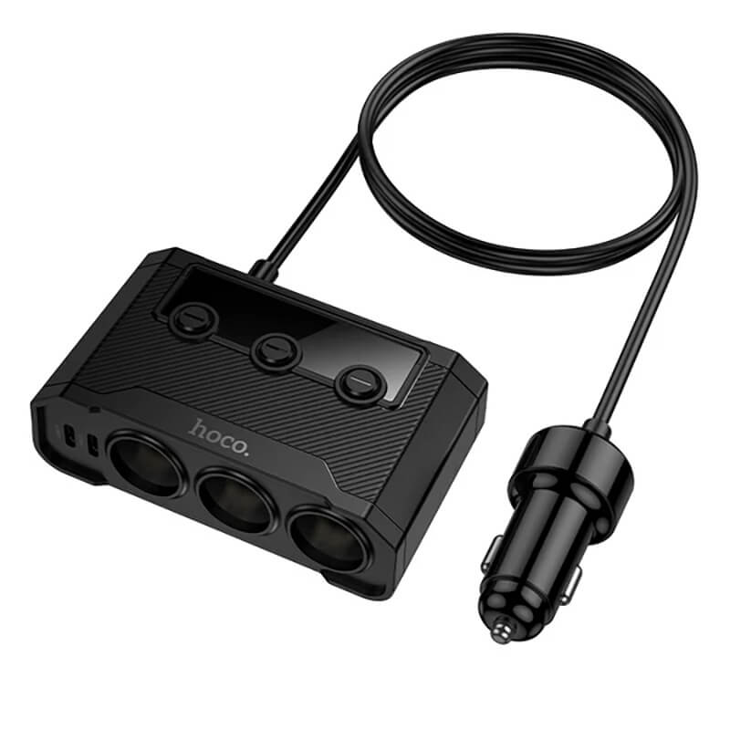 Hoco 240W 7-in-1 Voltage Display Car Power Splitter with 3 Sockets Z64
