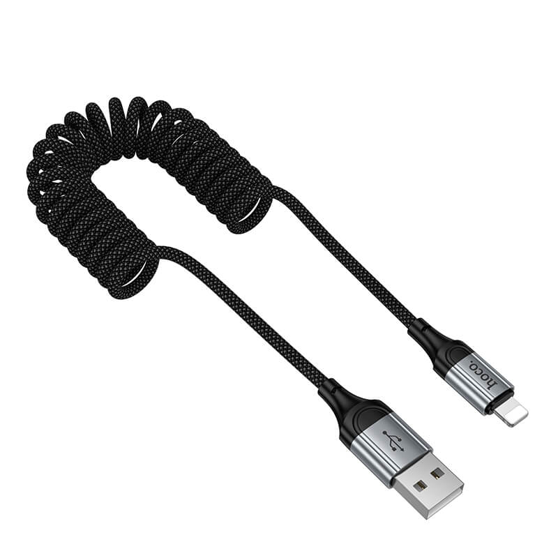 Hoco USB-A to Lightning Spring Coiled Charging Data Cable 1.5m X121