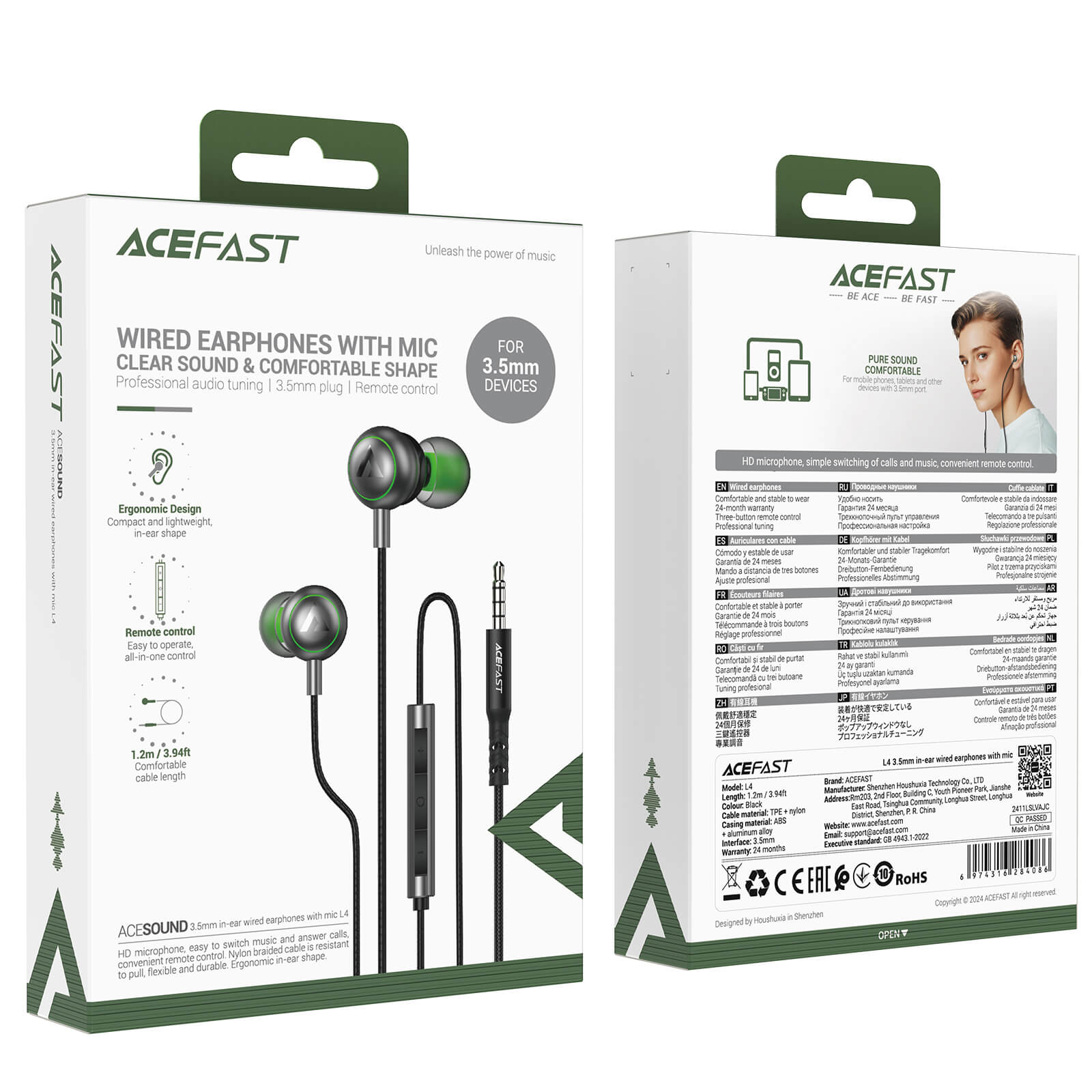 Acefast Universal 3.5mm Lightweight Aluminum Alloy Wired Earphones L4