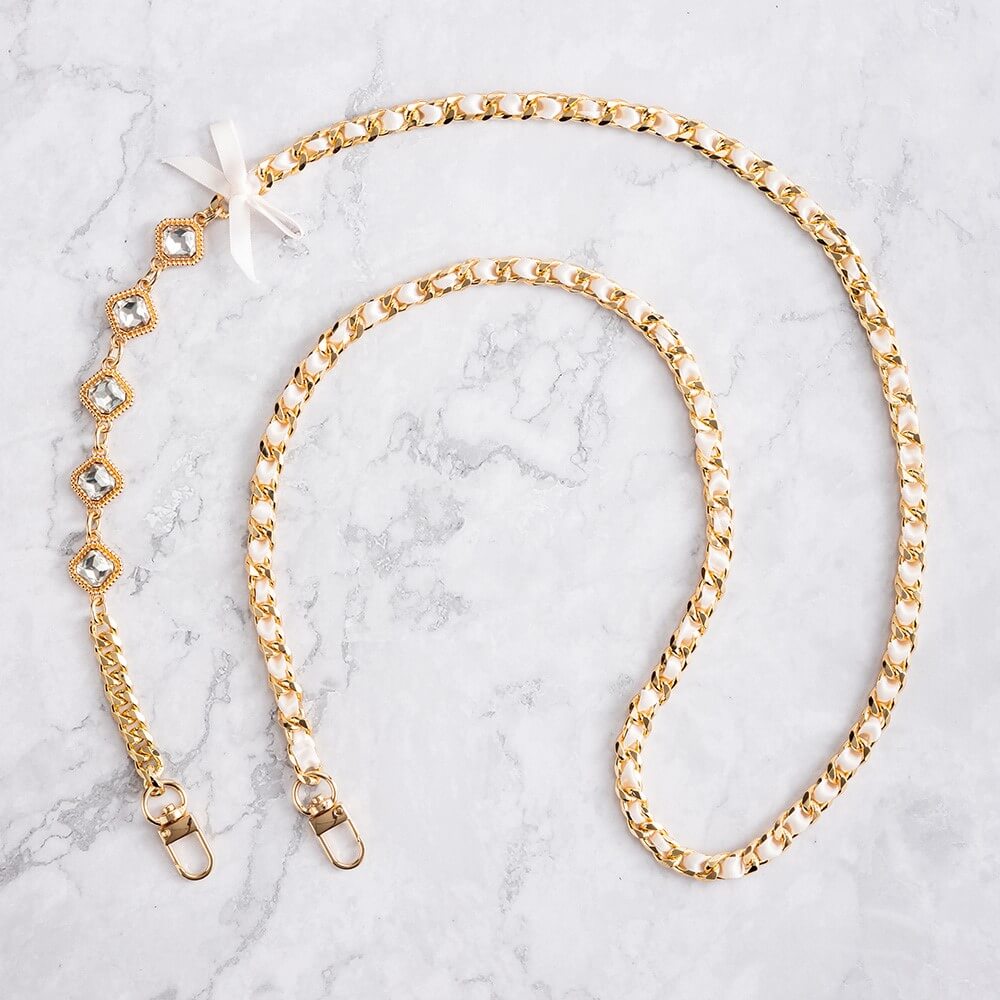 Mobie Gold White Crystal Phone Lanyard Chain Neck Strap 60cm