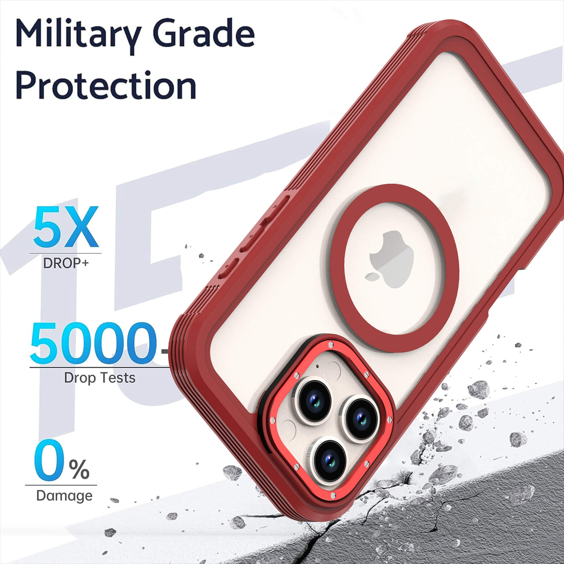 iPhone 16 Pro Triple Layer Military Grade Protection Full Cover Magsafe Phone Case