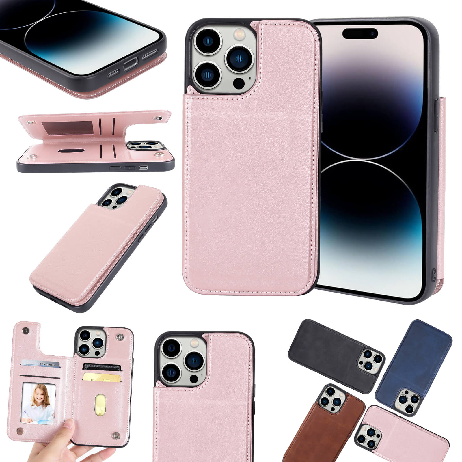 iPhone 7 Mika Series PU Leather Wallet Stand Case with Magnetic Close