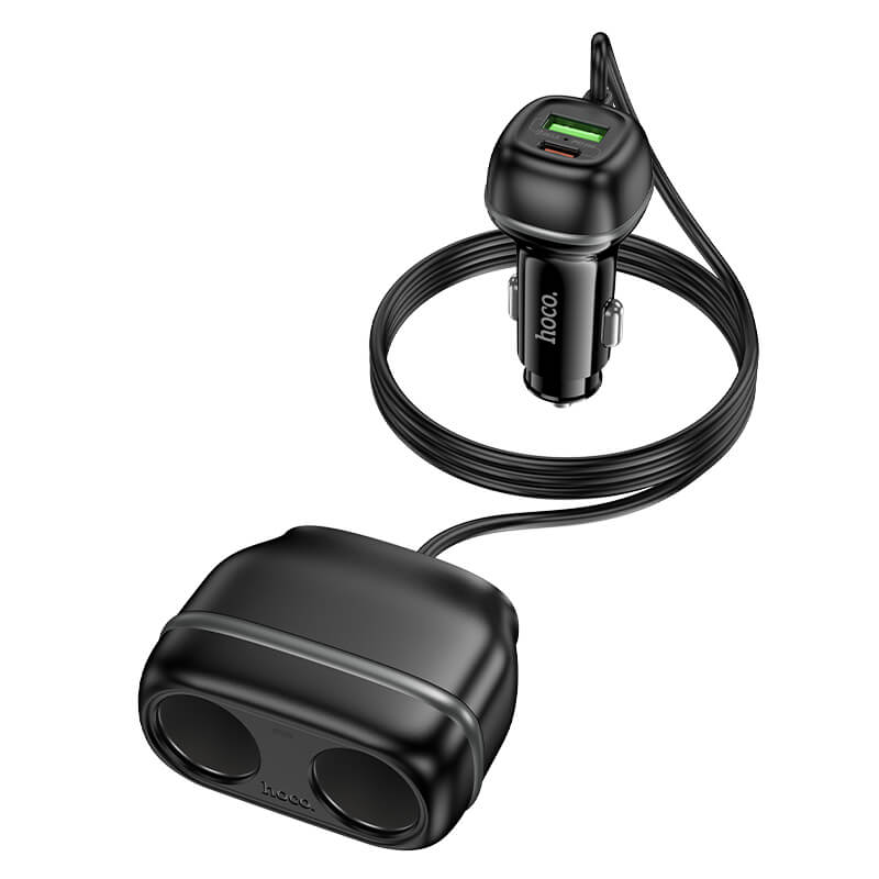 hoco 48W PD/QC Car Charger Dual USB-C/A Ports with 240W Cigarette Lighters Z59