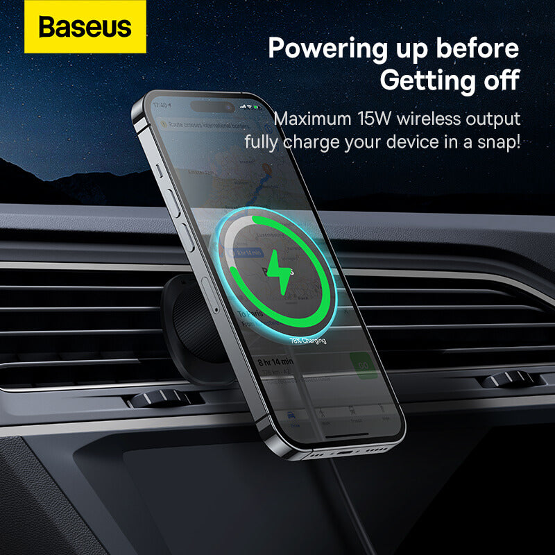 Baseus Magnetic Ambient Light Wireless Charging Car Mount 15W