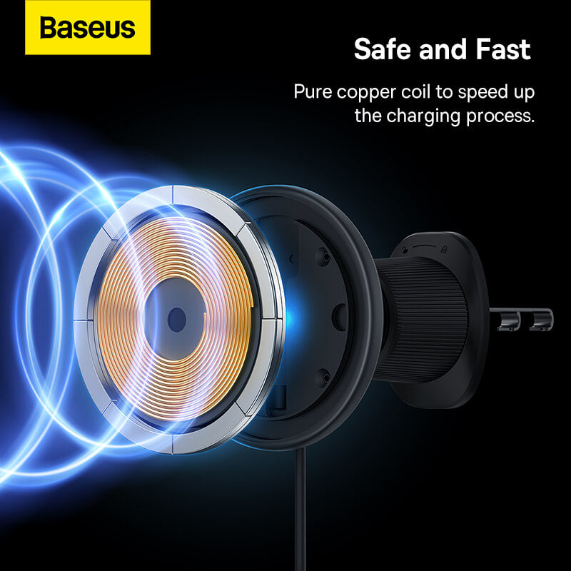 Baseus Magnetic Ambient Light Wireless Charging Car Mount 15W