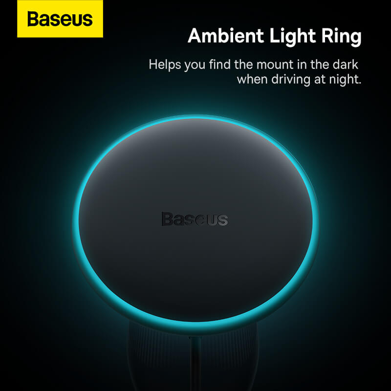 Baseus Magnetic Ambient Light Wireless Charging Car Mount 15W