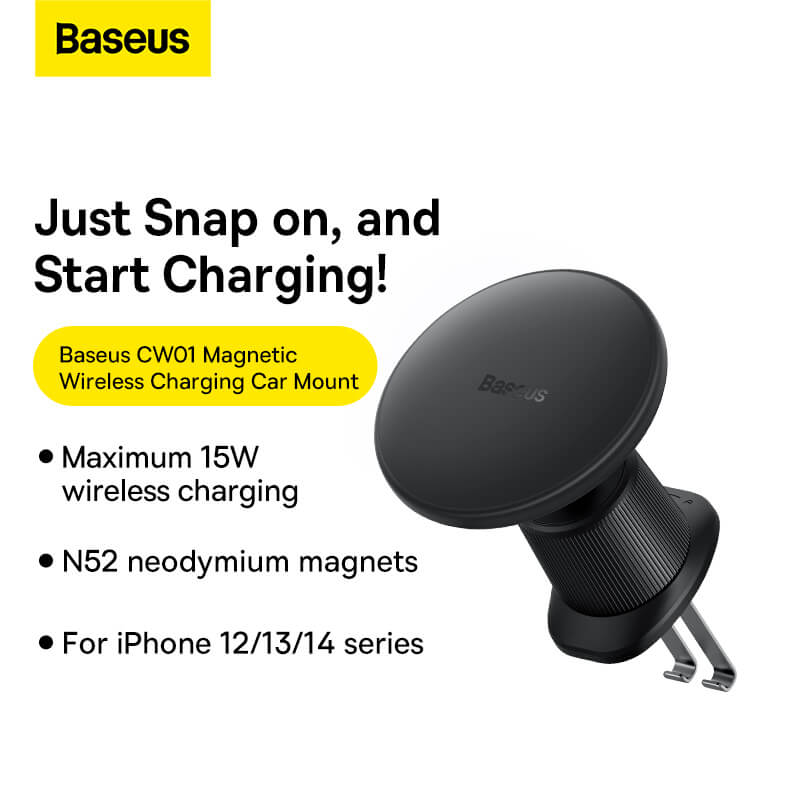 Baseus Magnetic Ambient Light Wireless Charging Car Mount 15W