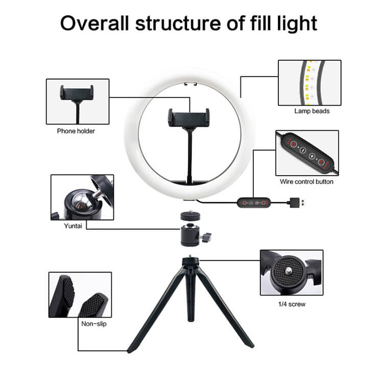 HQ 10 inch(26cm) RGB Selfie Ring Light with Tripod Stand & Phone Holder