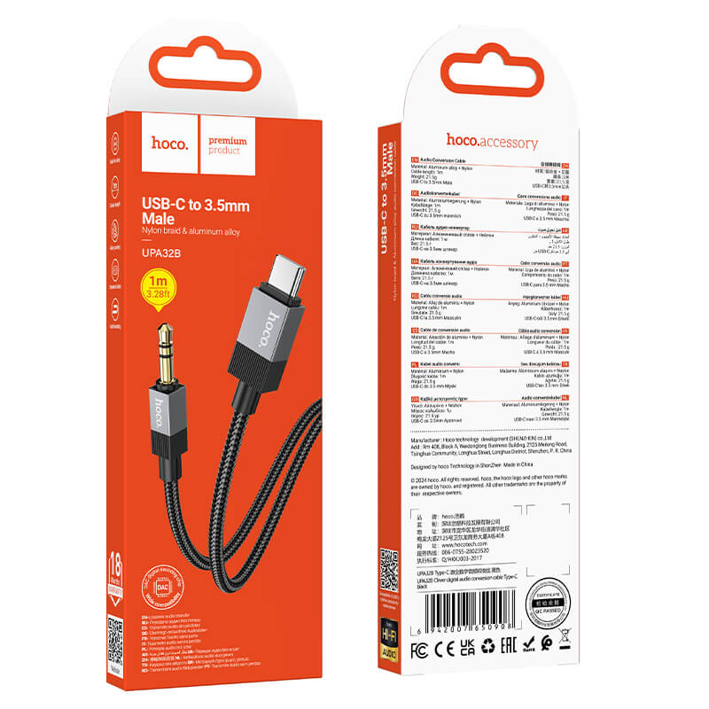 hoco Type-C to 3.5mm Audio Nylon Braided Cable 1m UPA32B