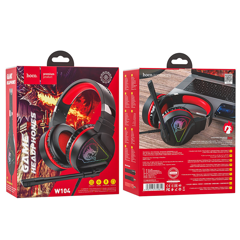 hoco. Stereo Gaming Headset with Mic and LED Light W104