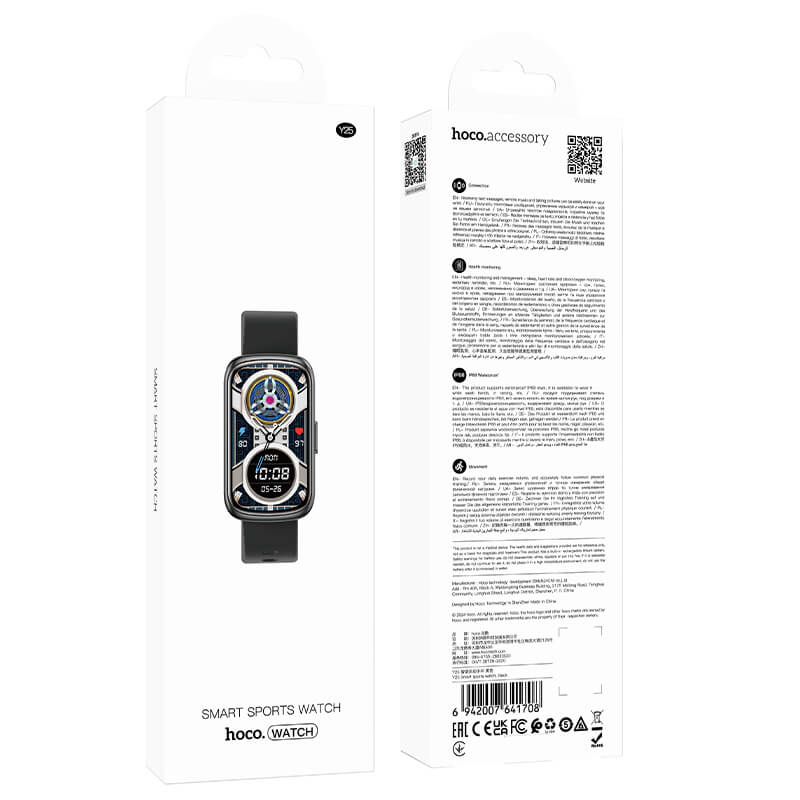 hoco Sports Waterproof Multipile Language Bluetooth 5.3 Smart Watch Y25