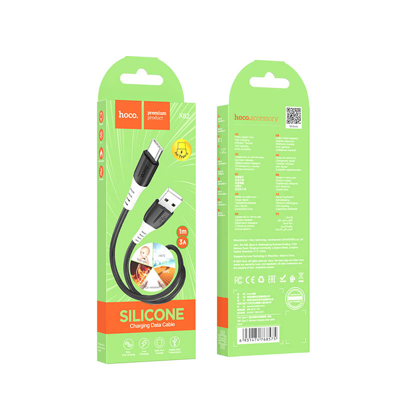 hoco. Silicone 3A Charging Data Cable USB to Type-C X82