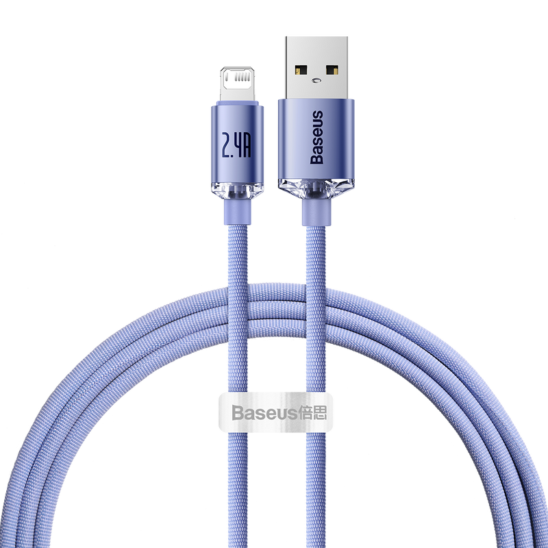 Baseus Crystal Shine Series Fast Charging Data Cable USB to iP 2.4A 1.2m Purple