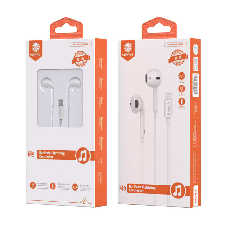 VFAN High-quality Wired Lightning Earpods Headphones M9