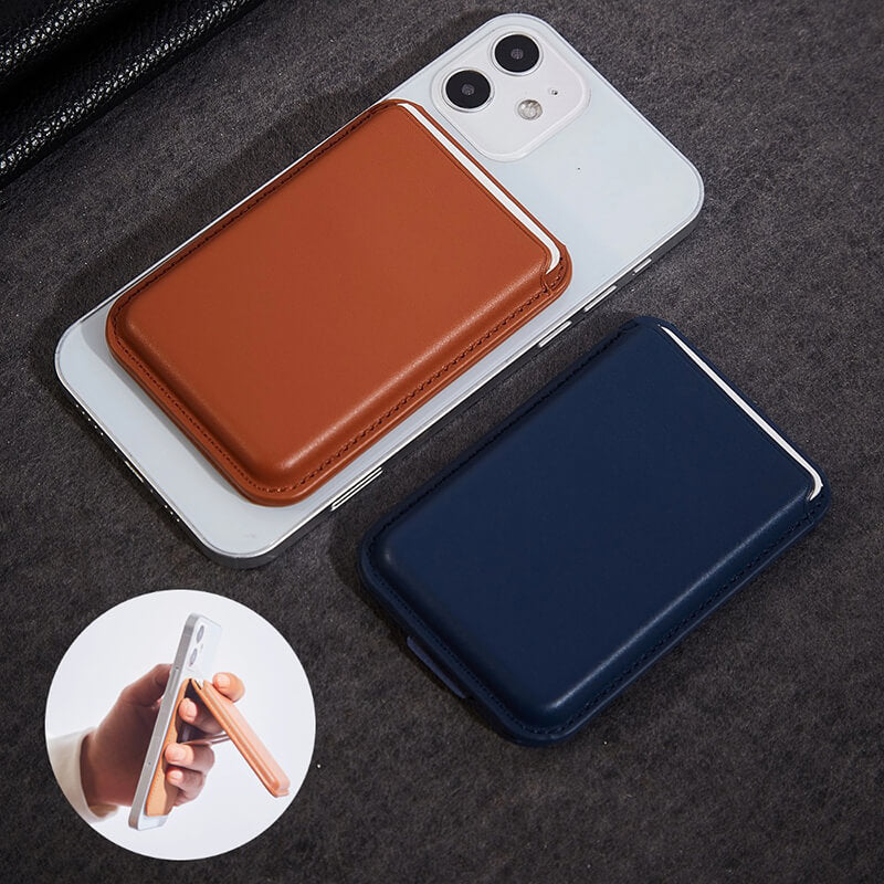 Mobie PU Leather Strong Magnetic Card Bag Holder with Phone Stand