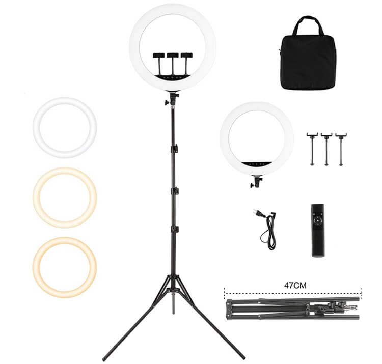 HQ 21 inch 53cm LED Soft Ring Light with 1.9M Tripod Stand 3 Phone Holders