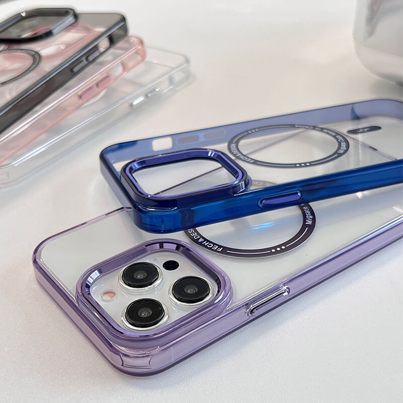 iPhone 14 AllureEyes Colorful Frame Transparent Phone Case with Magsafe