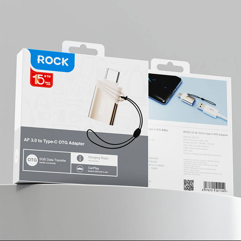 New Arrivals Rock USB to Type-C Male OTG Adapter with Lanyard