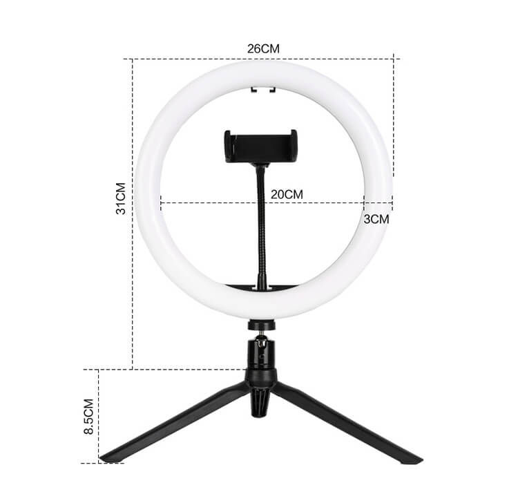 HQ 10 inch(26cm) RGB Selfie Ring Light with Tripod Stand & Phone Holder