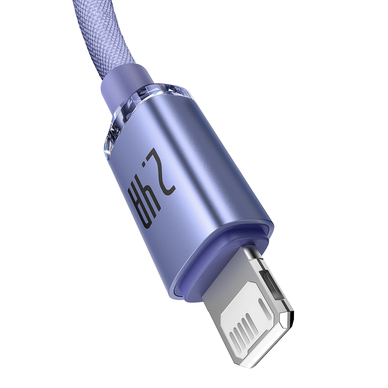 Baseus Crystal Shine Series Fast Charging Data Cable USB to iP 2.4A 1.2m Purple
