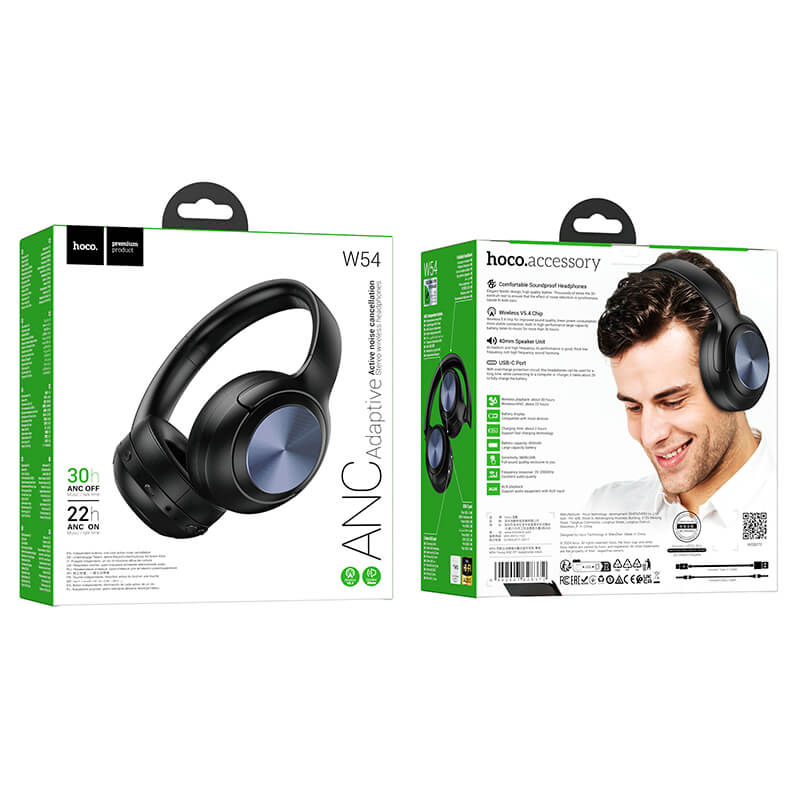 hoco. Premium Bluetooth 5.4 ANC Headset with 30h Playback W54