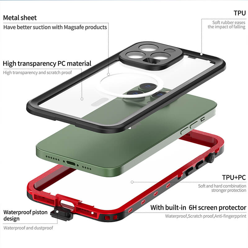 iPhone 14 Redpepper IP68 Waterproof Shell Phone Case