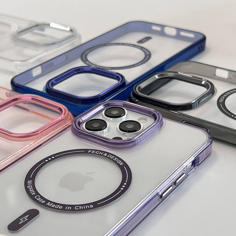 iPhone 15Pro Max AllureEyes Colorful Frame Transparent Phone Case with Magsafe