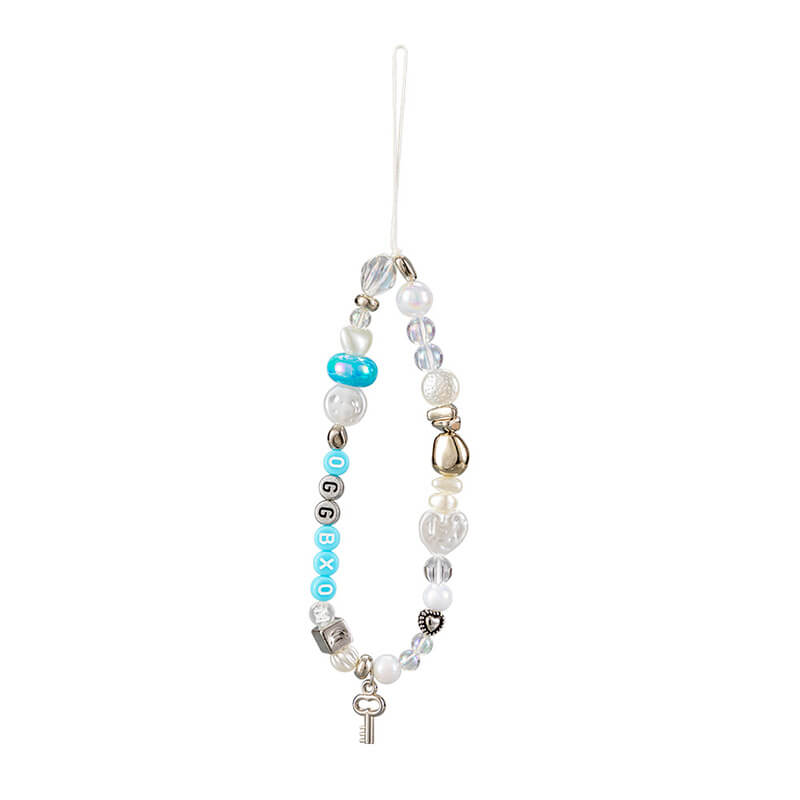 Mobie Letter Beads Phone Chain Anti-Drop Wrist Lanyard 19cm