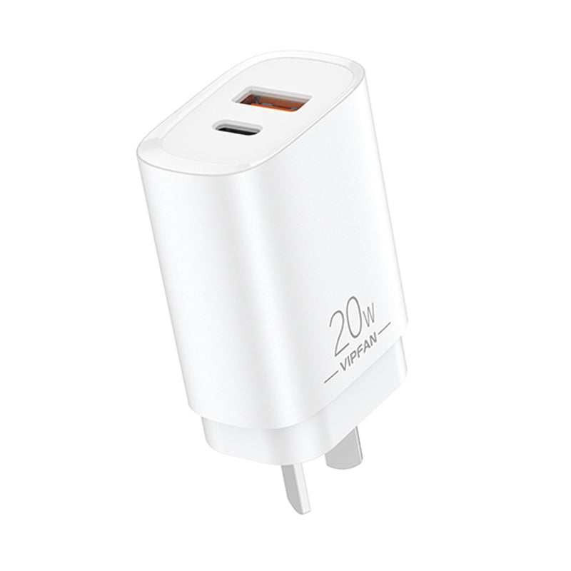 VFAN USB A + C PD 20W Dual Super Fast Charger Plug AU6