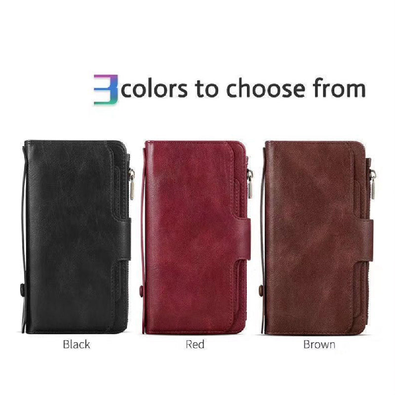 iPhone 12 Mini JDK Genuine Leather Wallet Carrying Phone Case with Magnetic Back