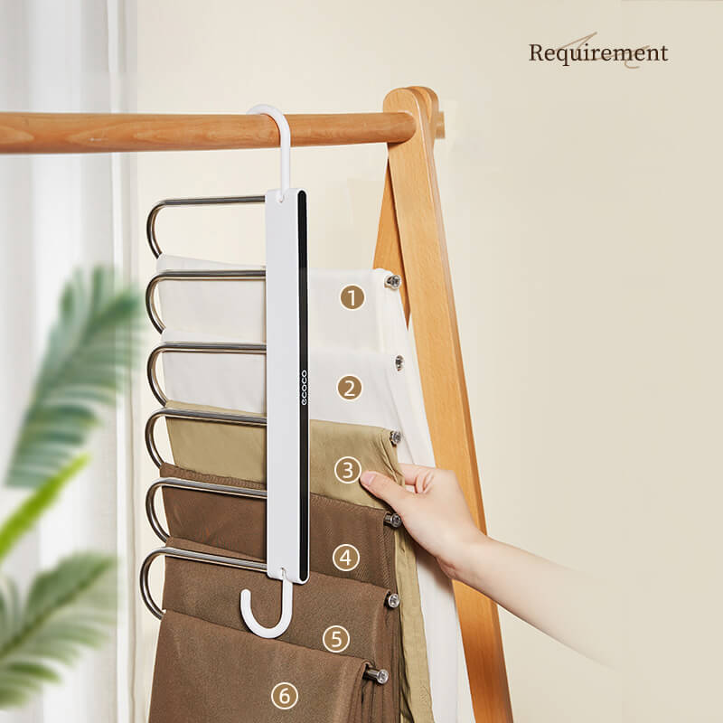 Mobie Space Saving 6 in 1 Multi Functional Folding Hanger for Pants Ties and Belts E2020