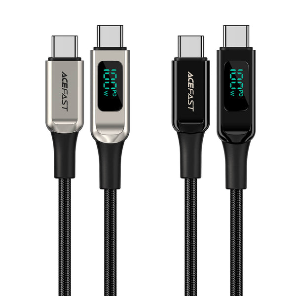Acefast Type-C to Type-C 100W Zinc Alloy Digital Display Braided Charging Data Cable (2M) C6-03