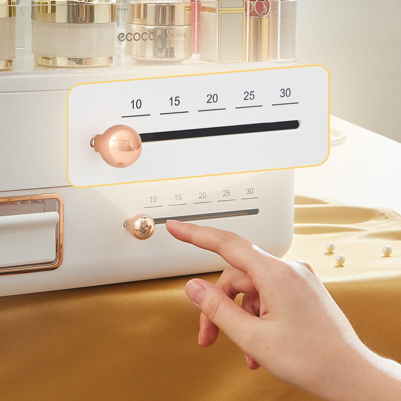 Mobie Smart Timer Double Layer Makeup Organizer with Cotton Pad Storage Dispenser E2372